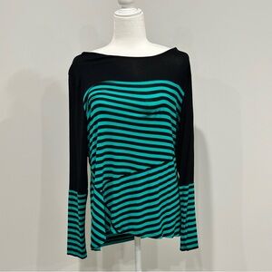 Vince Camuto Black Turquoise Striped Top